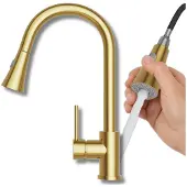 Granitan | Snake Küchenarmatur - Gold - Gesamthöhe 40 cm - Ausziehbarer Auslauf - 360° Schwenkbar