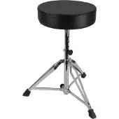 Muziker Schlagzeughocker NDT-55, Schwarz, höhenverstellbar 38-55 cm, robuster Stahlrahmen mit Ledersitz