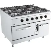 CombiSteel Gasherd mit 6 Brenner - Gasbackofen, 6x 8,5 kW, 1200 x 900 x 900 mm