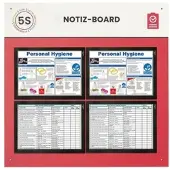 PaperFlow Shadowboard „Notizboard“, Wandmontage, für 4 A4-Inforahmen, erweiterbar, B 750 x H 750 mm, rot