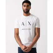 Armani Exchange für Herren. XM002683AF10356U0002 Logo-T-Shirt weiß (L), Lässig, Baumwolle, Kurzarm