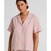 Hunkemoller Gestreiftes Pyjama-Oberteil aus Baumwolle Rosa