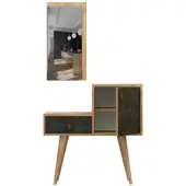 Wellhome - Sideboard 80x80x40cm Dunkle Eiche und Anthrazit