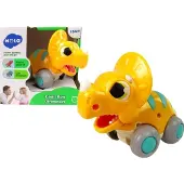 Lean Toys LeanToys Dinosaurier auf Rädern, gelbe Triceratops-Figur