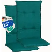 NYVI Gartenstuhl Auflagen Hochlehner 2er Set Barcelona - UV-Beständig, Atmungsaktiv, Strapazierfähig - Hochlehnerauflagen Sitzkissen Outdoor - Sitzauflagen für Gartenstühle 118x50cm Türkis
