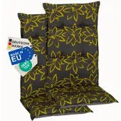 NYVI Gartenstuhl Auflagen Hochlehner 2er Set Barcelona - UV-Beständig, Atmungsaktiv, Strapazierfähig - Hochlehnerauflagen Sitzkissen Outdoor - Sitzauflagen für Gartenstühle 118x50cm Gelbe Blume