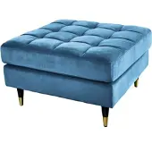Riess Hocker COZY VELVET - 80cm petrol blau gold Samt Metallfüße