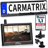 CARMATRIX Solar Funk Rückfahrkamera im Kennzeichen mit Monitor Rückfahrsystem Auto