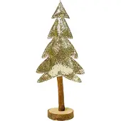 Inspiruj Ein goldener Stoff-Weihnachtsbaum auf einem 29 cm langen Stamm