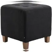 DELUKE Sitzhocker CELIS Stoff Schwarz 45x45x46cm Hocker Schlafzimmer Polsterhocker Wohnzimmer Sitzbank Esszimmer