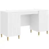 vidaXL Schreibtisch Hochglanz Weiß 142,5 x 50 x 75 cm Holzwerkstoff
