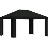 vidaXL Pavillon 4 x 3 m Schwarz Polyester und Stahl 190 gsm