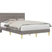 vidaXL Bettrahmen mit Kopfteil Taupe 140 x 200 cm Stoff