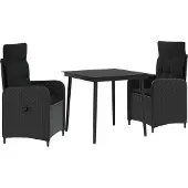 vidaXL Sofa-Tischset mit Kissen mit Kissen 3 pcs Schwarz