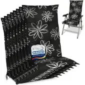 Beautissu 8er Set Hochlehner für Gartenstuhl Flores, 120x50x6cm, Schwarz