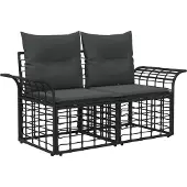 vidaXL Gartensofa-set 4 stk. Schwarz und Dunkelgrau Poly-Rattan