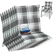 Beautissu 8er Set Sunny MK Niedriglehner Auflagen 100x50 cm in Mintgrün Kariert