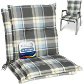 Beautissu 2er Set Sunny BK Niedriglehner Auflagen 100x50 cm in Blau Kariert