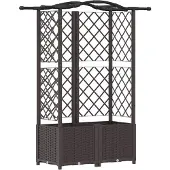 vidaXL Hochbeet mit Rankgitter und Dach Braun 122 x 40 x 138 cm PP