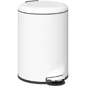 HOMCOM Mülleimer 20L Treteimer mit Deckel Fußpedal Inneneimer Metall Cremeweiß