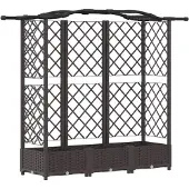 vidaXL Hochbeet mit Rankgitter und Dach Braun 163 x 40 x 123 cm PP