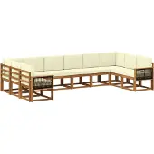 vidaXL Outdoor-Sofagarnitur 10 stk. Natur und Creme Massivholz Akazie