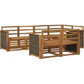 vidaXL Ecksofa Set 6 pcs Natur Massivholz Akazie