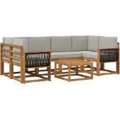 vidaXL Outdoor-Sofagarnitur 5 stk. Natürlich und Hellgrau