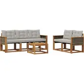 vidaXL Outdoor-Sofagarnitur 6 Stk. Natürlich und Hellgrau