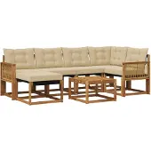 vidaXL Outdoor-Sofagarnitur 7 Stk. Natur und Beige