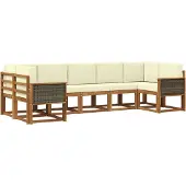 vidaXL Outdoor-Sofagarnitur 7 Stk. Natur und Creme