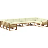 vidaXL Outdoor-Sofagarnitur 10 Stk. Natur und Creme