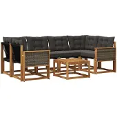 vidaXL Outdoor-Sofagarnitur 7 stk. Natürlich und Schwarz