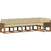 vidaXL Outdoor-Sofagarnitur 6 Stk. Natur und Beige