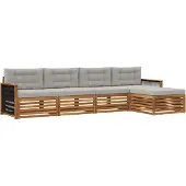 vidaXL Outdoor-Sofagarnitur mit Kissen 5 pcs Natürlich und Hellgrau