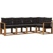 vidaXL Outdoor-Sofagarnitur 5 Stk. Natürlich und Schwarz