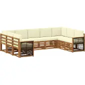 vidaXL Outdoor-Sofagarnitur 7 Stk. Natur und Creme