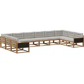 vidaXL Outdoor-Sofagarnitur 10 stk. Natürlich und Hellgrau