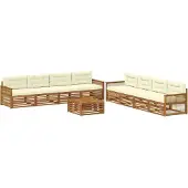 vidaXL Outdoor-Sofagarnitur 9 Stk. Natur und Creme