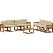 vidaXL Outdoor-Sofagarnitur mit Kissen 8 pcs Natur und Beige