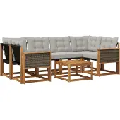 vidaXL Outdoor-Sofagarnitur 7 Stk. Natürlich und Hellgrau