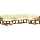 vidaXL Outdoor-Sofagarnitur 8 Stk. Natur und Creme Massivholz Akazie