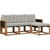 vidaXL Outdoor-Sofagarnitur mit Kissen 4 pcs Natürlich und Hellgrau