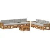 vidaXL Outdoor-Sofagarnitur mit Kissen 8 pcs Natürlich und Hellgrau