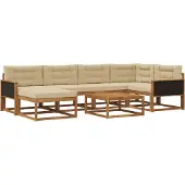 vidaXL Outdoor-Sofagarnitur mit Kissen 7 pcs Natur und Beige