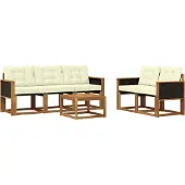 vidaXL Outdoor-Sofagarnitur 6 Stk. Natur und Creme