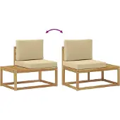 vidaXL Outdoor-Sofagarnitur 4 Stück Weiß und Beige Polyester