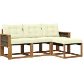 vidaXL Outdoor-Sofagarnitur 4 Stk. Natur und Creme