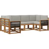 vidaXL Outdoor-Sofagarnitur 6 Stk. Natürlich und Hellgrau