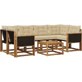 vidaXL Outdoor-Sofagarnitur 7 Stk. Natur und Beige